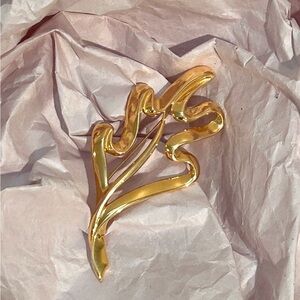 Vintage Trifari Brooch Lapel Pin Leaf Shape Gold Tone Stamped Trifari 3.5”